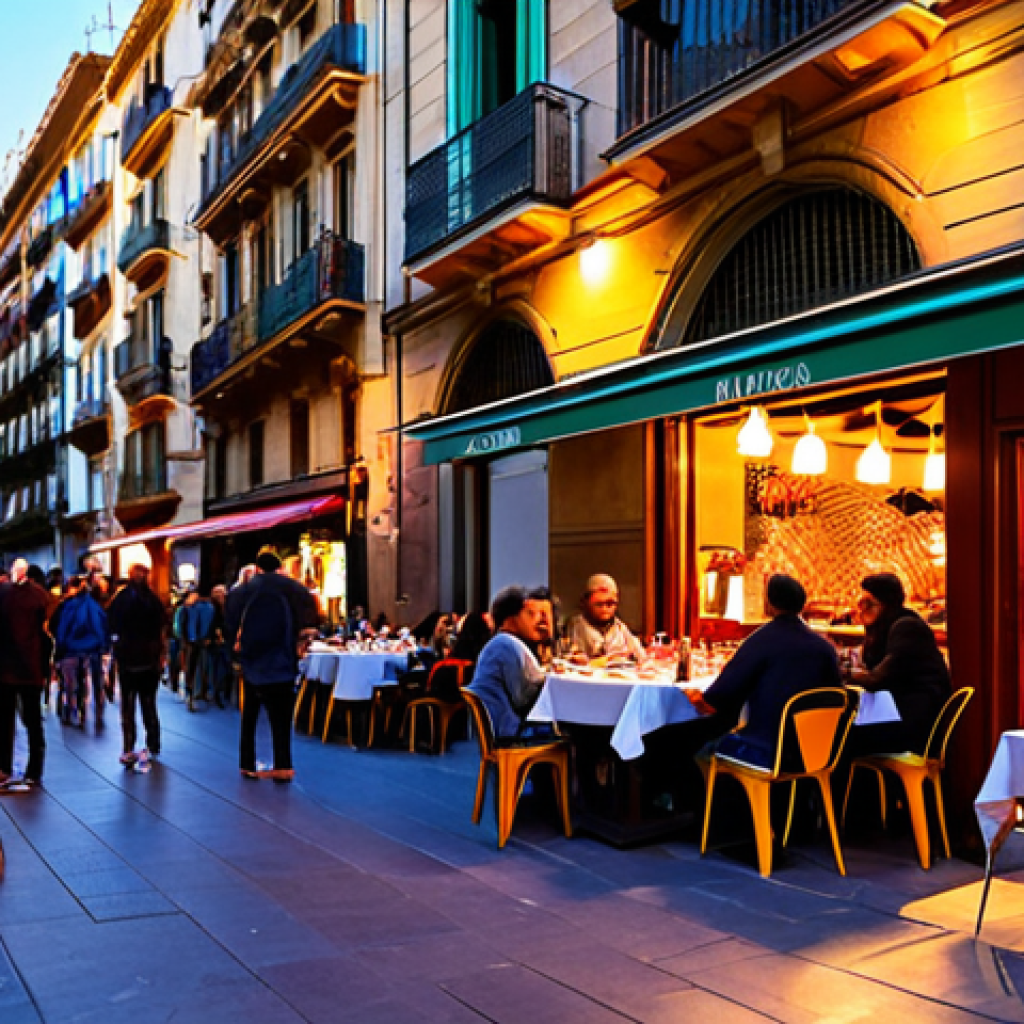 지식의 한계와 상호작용의 중요성 - **
"A vibrant street scene in Barcelona, Spain. Focus on a colorful tapas bar exterior, overflowing...
